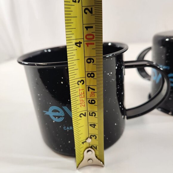 EVO Car Share Camping Enamel Mugs Black Speckled Outdoor Drinking Cups x 2 - Picture 11 of 11